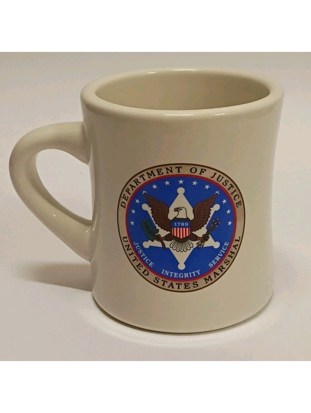 Vtg United States Marshal DEPARTMENT OF JUSTICE SEAL Coffee Mug Cup Restaurant